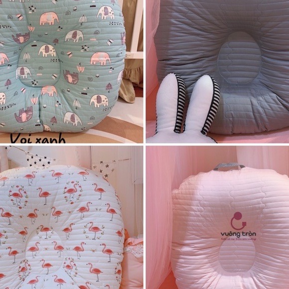 Gối chống trào ngược cao cấp cotton Hàn chần bông, chống nôn trớ an toàn cho bé