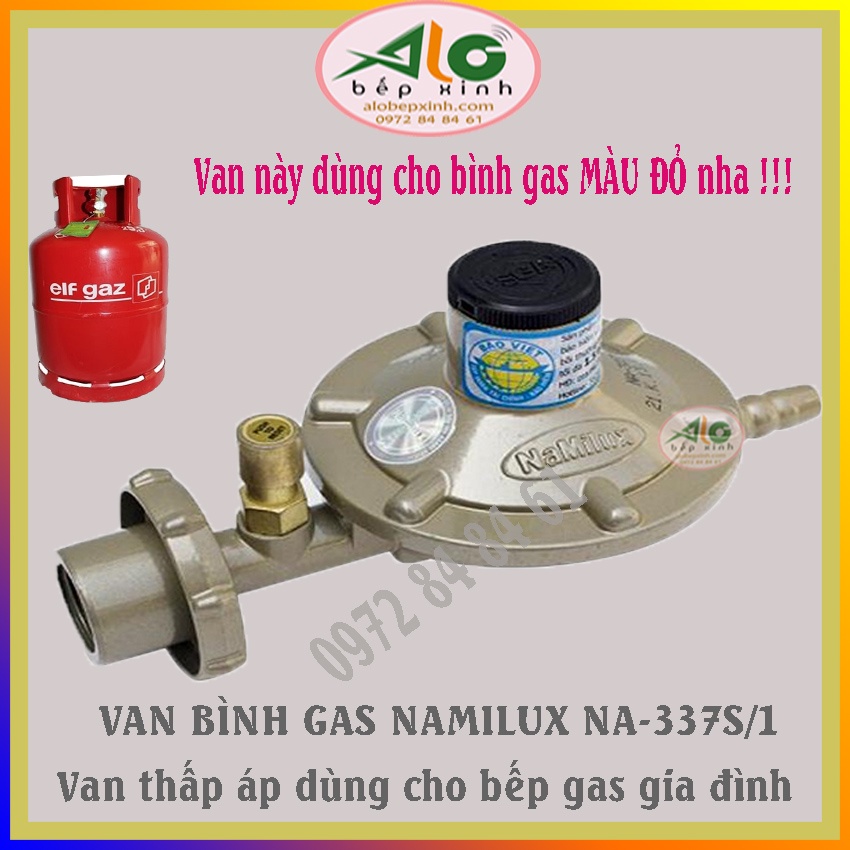 🌻 Van điều áp Namilux / Van bình ga Namilux NA-337S/1 🌻  dùng cho bình gas màu đỏ, có ngắt gas tự động - Alo Bếp Xinh