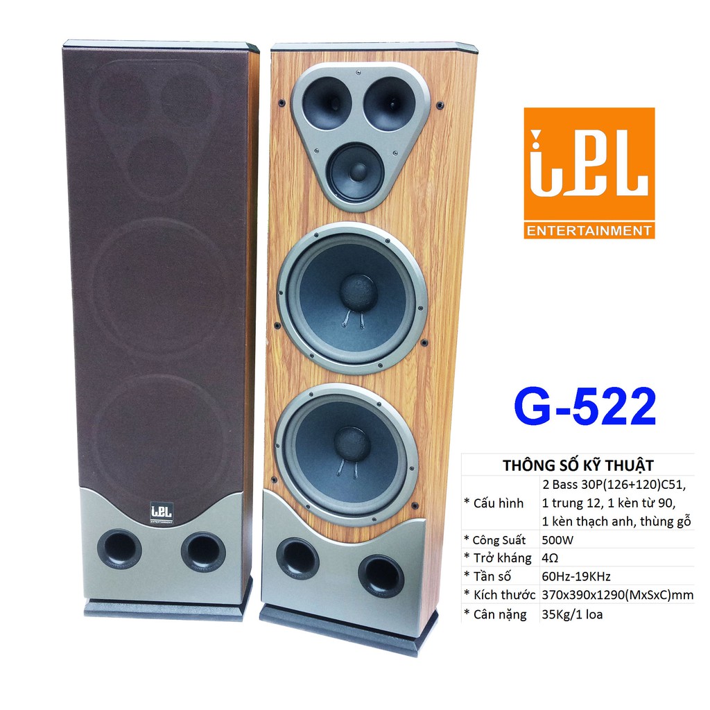 Loa cây IPL G-522 , 5 Loa IPL : 2 Bass 30P126C51 từ kép, 1 trung 10, 2 tép 7.5 cm ( 1 đôi)