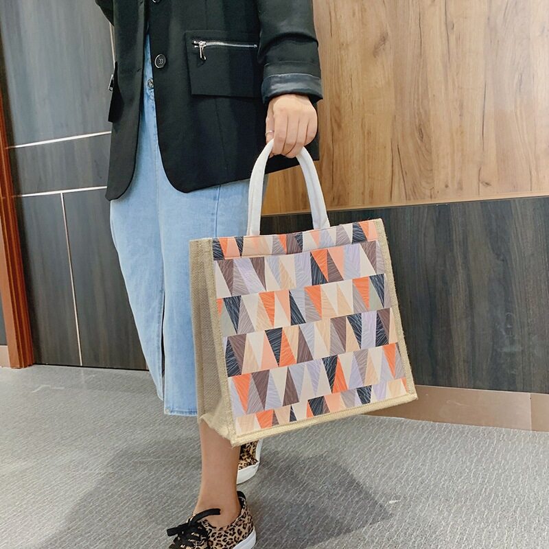 Túi Xách Canvas Cỡ Lớn In Họa Tiết Sọc Caro Mẫu Mới Thời Trang Xuân Hè Cho Nữ 2022