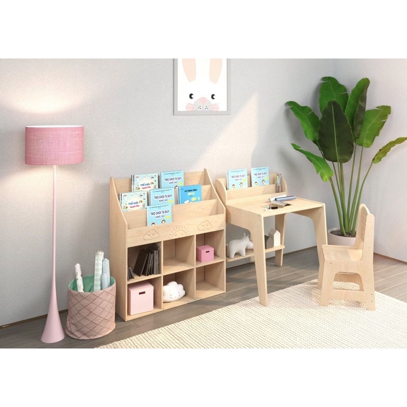 Bộ bàn ghế tiểu học phong cách minimalism tăng sự tập trung cho bé, bàn ghế học sinh gỗ plywood tiêu chuẩn xuất khẩu