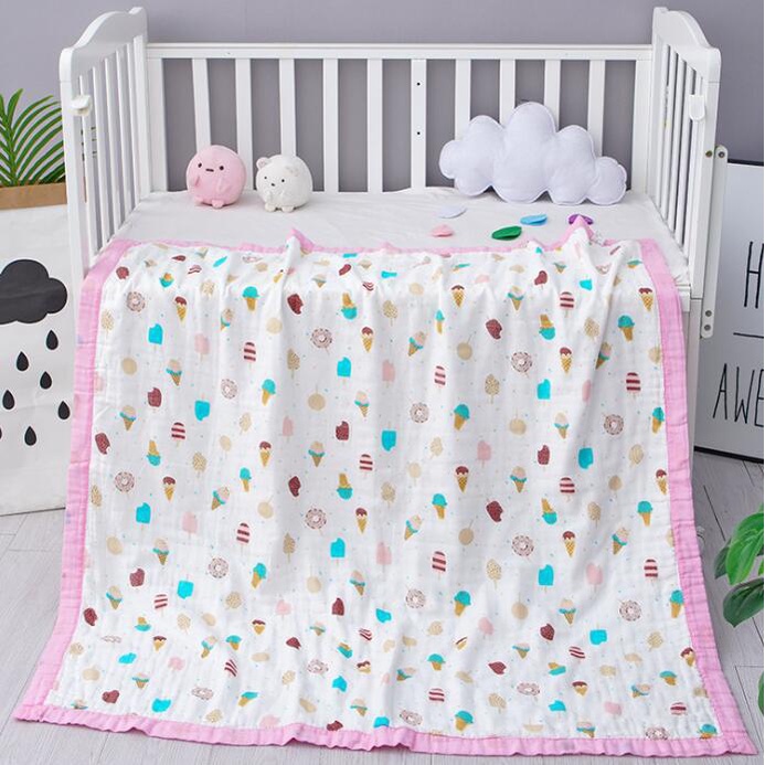 Khăn tắm xô sợi tre Aden 6 lớp có viền cho bé - Chăn xô sợi tre 6 lớp cho bé sơ sinh Kiến Baby Store