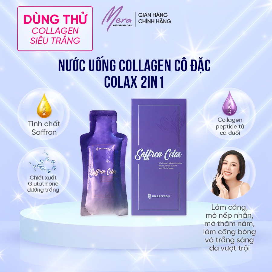 Nước uống Collagen cô đặc 3500mg/30ml chiết xuất từ Collagen saffron, Glutathione trắng sáng chỉ sau 7 ngày sử dụng