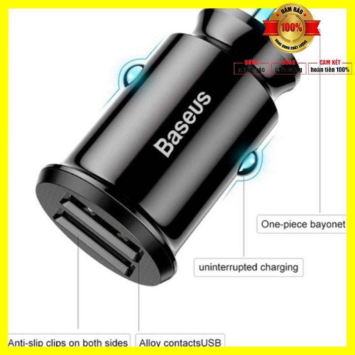 Tẩu sạc ô tô nhãn hiệu Baseus CCALL-ML01 tích hợp 2 cổng USB Car Charger - bảo hành 12 tháng