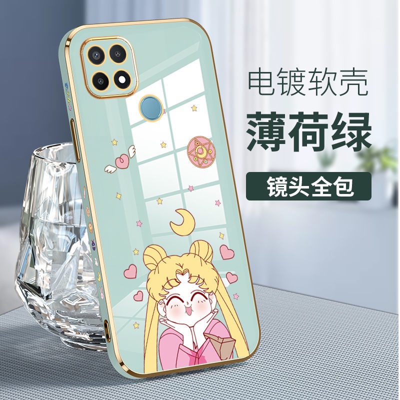 Sailor moon Ốp Điện Thoại Silicon Mạ Viền Hình Nhân Vật Thủy Thủ Mặt Trăng Cho Oppo Realme C15 C12 C25 C25S Realme C11 Realme 7i C17