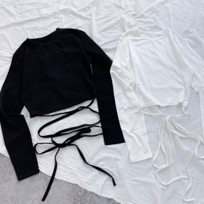 Áo croptop tay dài dây chéo bụng siêu xinh | BigBuy360 - bigbuy360.vn