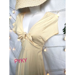 🌺DTB189011543 ĐẦM XÒE CỘT NƠ VÀNG🌺