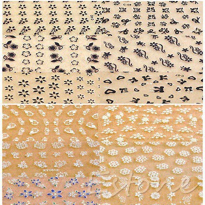 10pcs Sheets 3D Transfer Stickers Nail Art Manicure Tips Decal Decoration