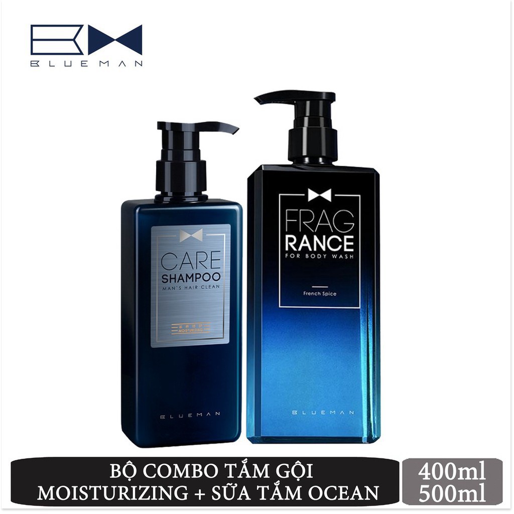 Combo sữa tắm & dầu gội nước hoa Blueman hương thơm dài lâu dưỡng ẩm 500ml 400ml