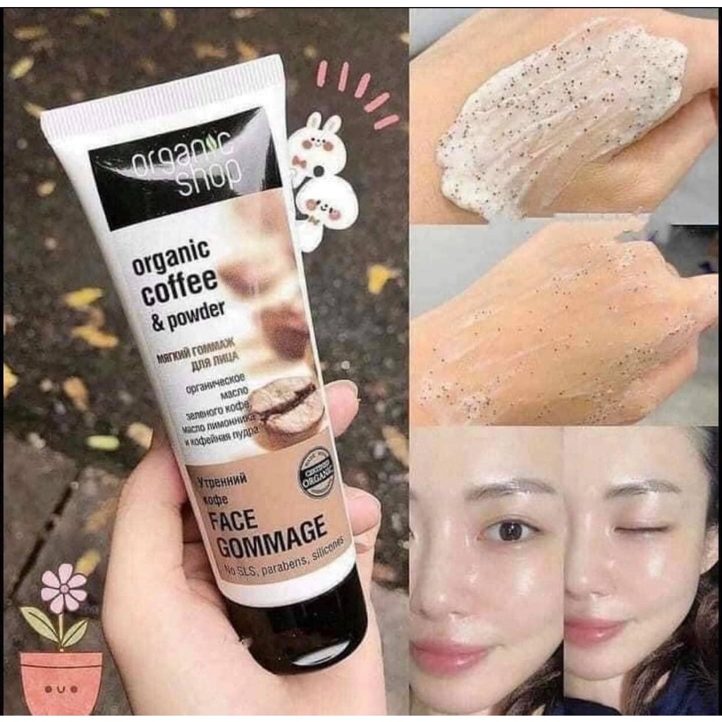 Tẩy da chết mặt Organic shop Organic coffee & powder - Kim Quyên Cosmetics