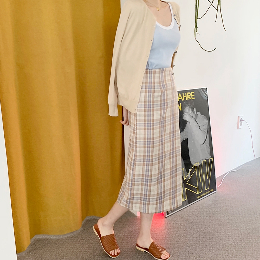 Chân Váy Midi Lưng Cao Sọc Ca Rô Thời Trang Thanh Lịch 34435 | BigBuy360 - bigbuy360.vn