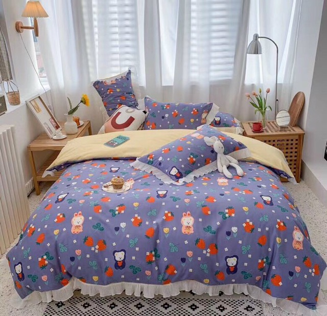 Set Chăn Ga Cotton Hàn Viền Bèo Xinh Xắn (Shinbedding.shop)