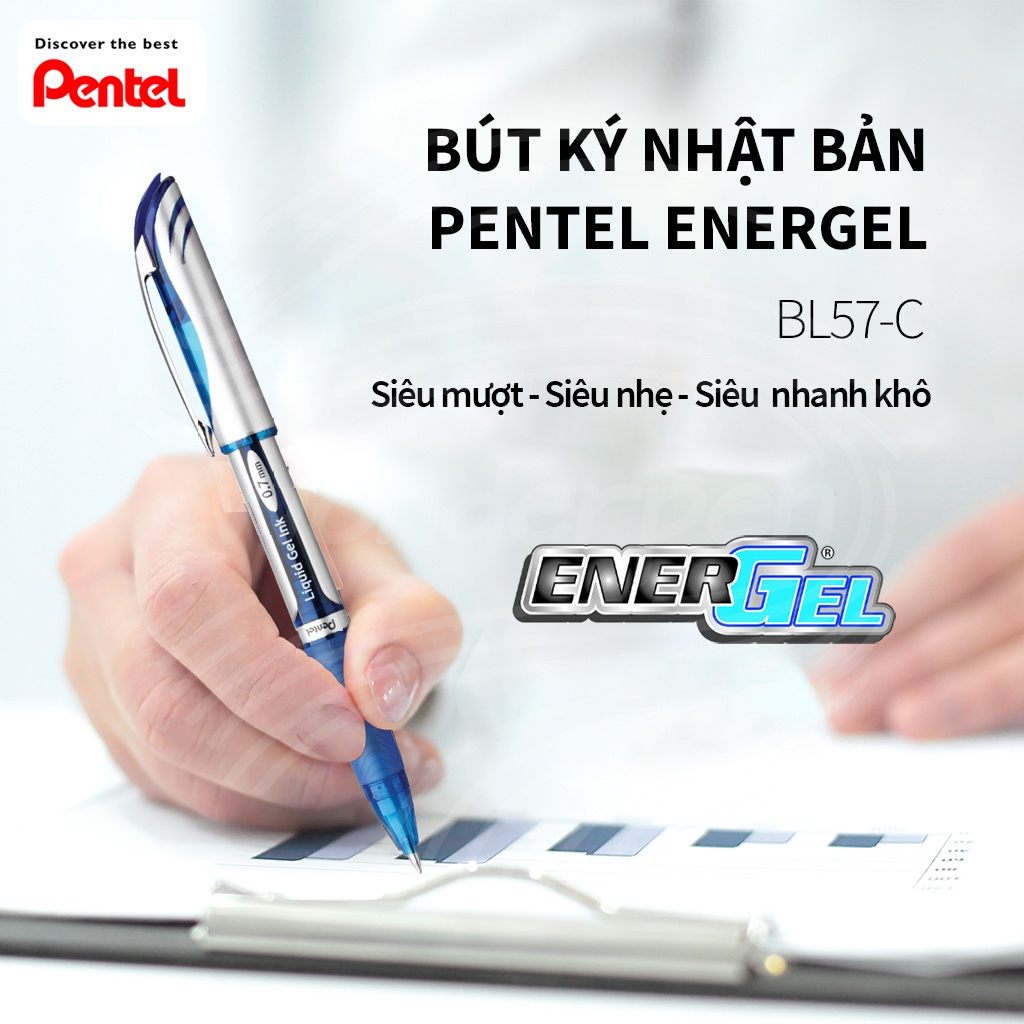 Bút Kí Cao Cấp Pentel Energel BL57 Ngòi 0.7mm, Bút Ký Nhật Pentel BL57 Siêu Mượt, Bút Mực Nước Energ