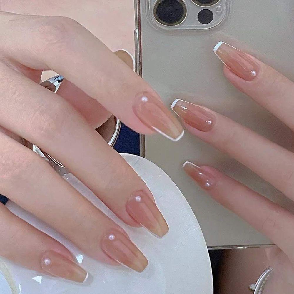 LAY Hộp 24 Móng Tay Giả Che Phủ Toàn Diện Kiểu Pháp