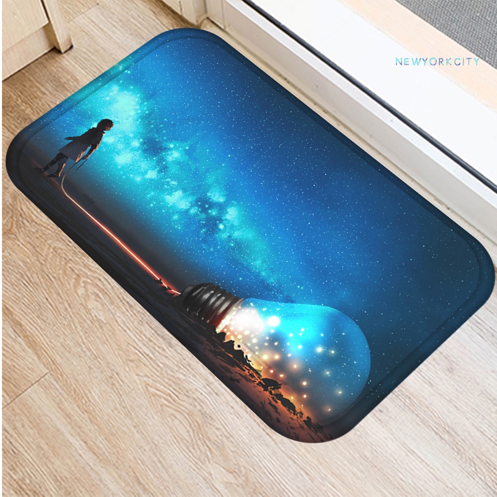Thảm lót cửa chùi chân Chống Trượt Họa Tiết Phong Cảnh Đêm Hoạt Hình
