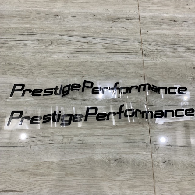 [ẢNH THẬT]1 miếng tem dán decal dán kính xe hơi chữ “ Prestige Performance “