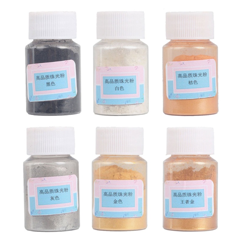 Set 6 Hộp Bột Mica Ngọc Trai Tông Màu Ánh Kim Bằng Nhựa Epoxy Resin Vẽ Nghệ Thuật Maki