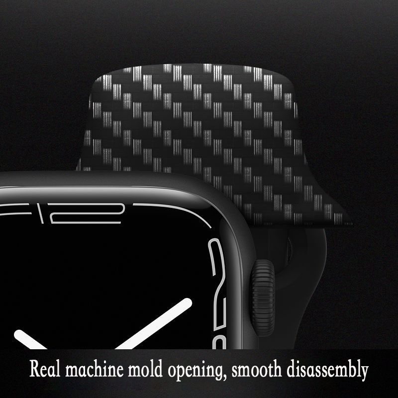 Dây Đeo Đồng Hồ Apple Watch 44mm 40mm 45mm / 41mm 42mm 38mm Bằng Silicon In Họa Tiết Sợi Carbon Cho iwatch series 3 5 SE 6 7
