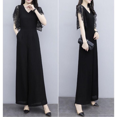 Jumpsuit Quần Dài Ống Suông Phối Ren Tay - Đồ Bay Đẹp Sang Trong Cao Cấp Chất Lượng Giá Tốt