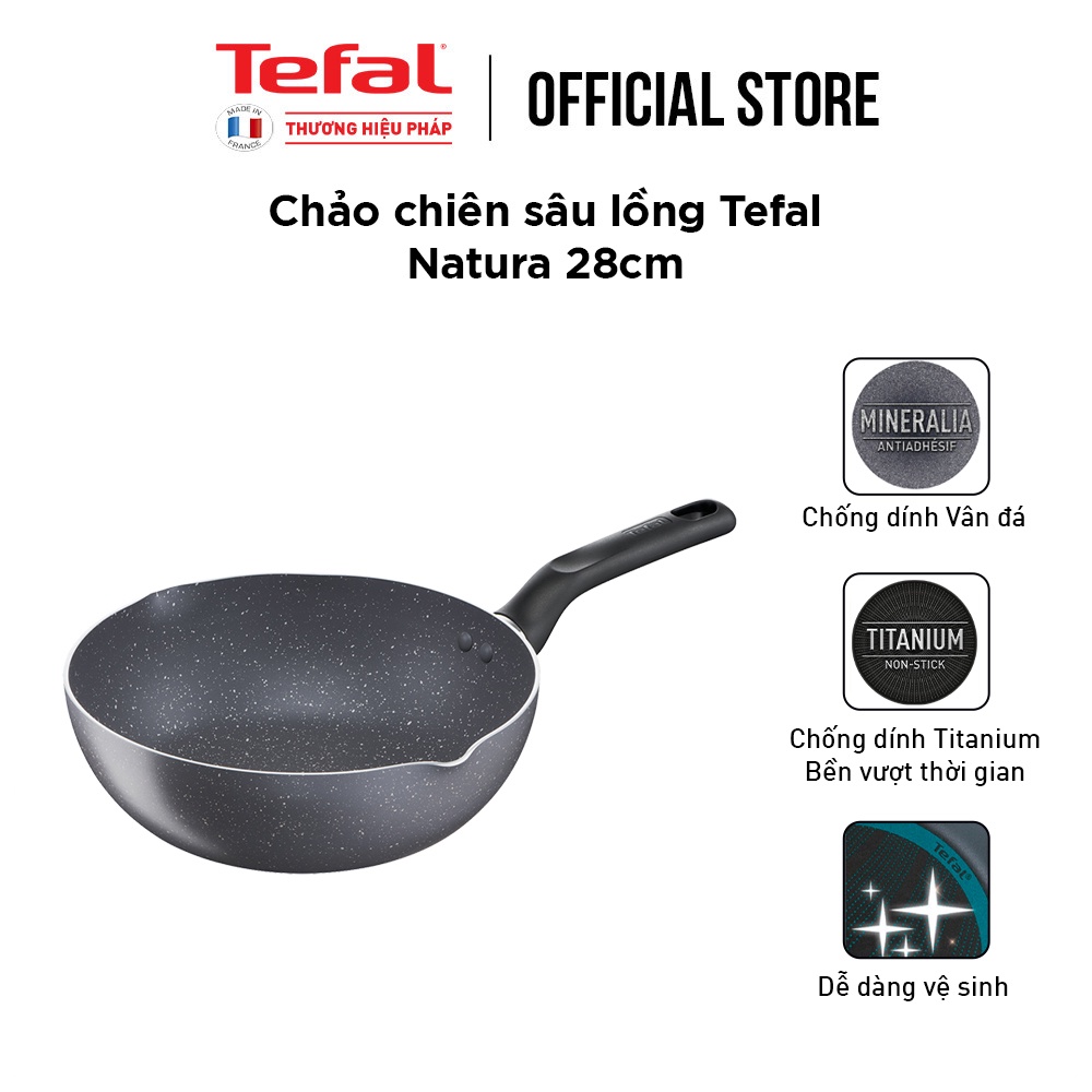 Chảo sâu lòng Tefal Natura 28cm, dùng cho bếp gas và hồng ngoại - BH 2 năm - B2266695