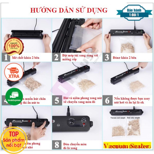 Máy hút chân không bảo quản thực phẩm mini, tiện lợi thích hợp cho hộ gia đình + 10 túi nilon chuyên dùng