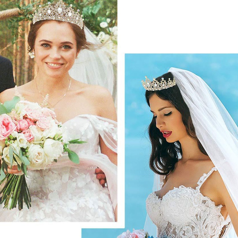 Vương Miện Cài Tóc Đính Pha Lê Hình Vương Miện Dành Cho Cô Dâu