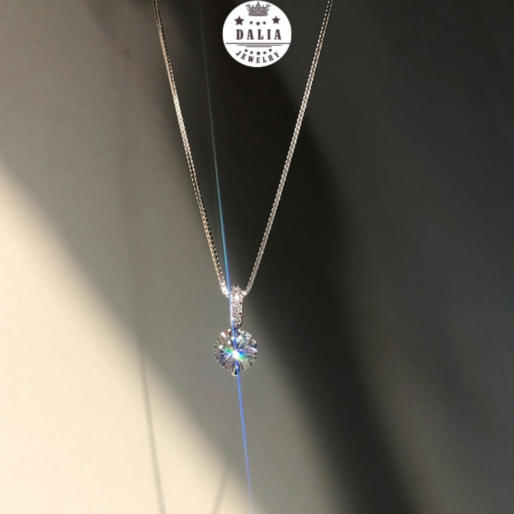 Dây chuyền bạc DaLiA Jewelry mặt đá dài lấp lánh chuẩn bạc ý, dễ phối đồ đi làm đi chơi, bền sáng bóng - D201