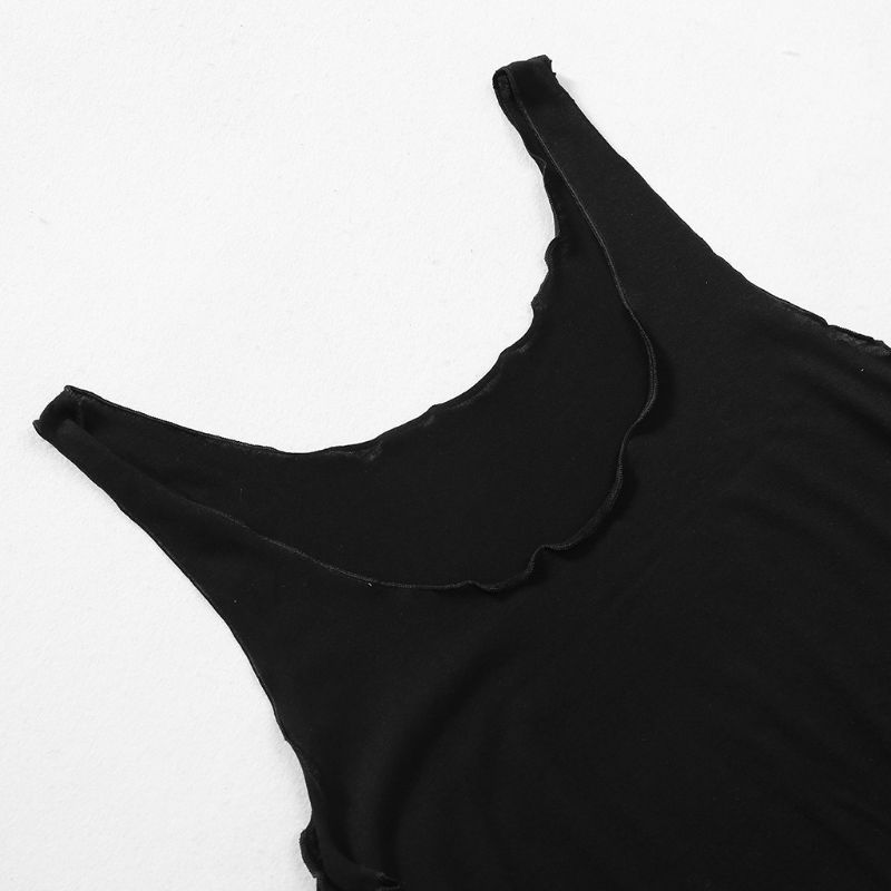 Áo Tank Top Sát Nách Cổ Thấp Dáng Rộng Màu Sắc Đơn Giản Quyến Rũ Cho Nữ