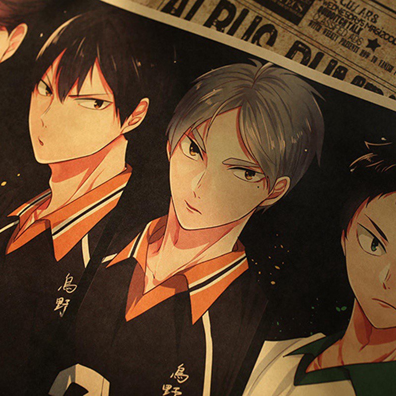 Áp phích dán tường 70x35.5cm họa tiết hoạt hình anime Haikyuu Nhật Bản
