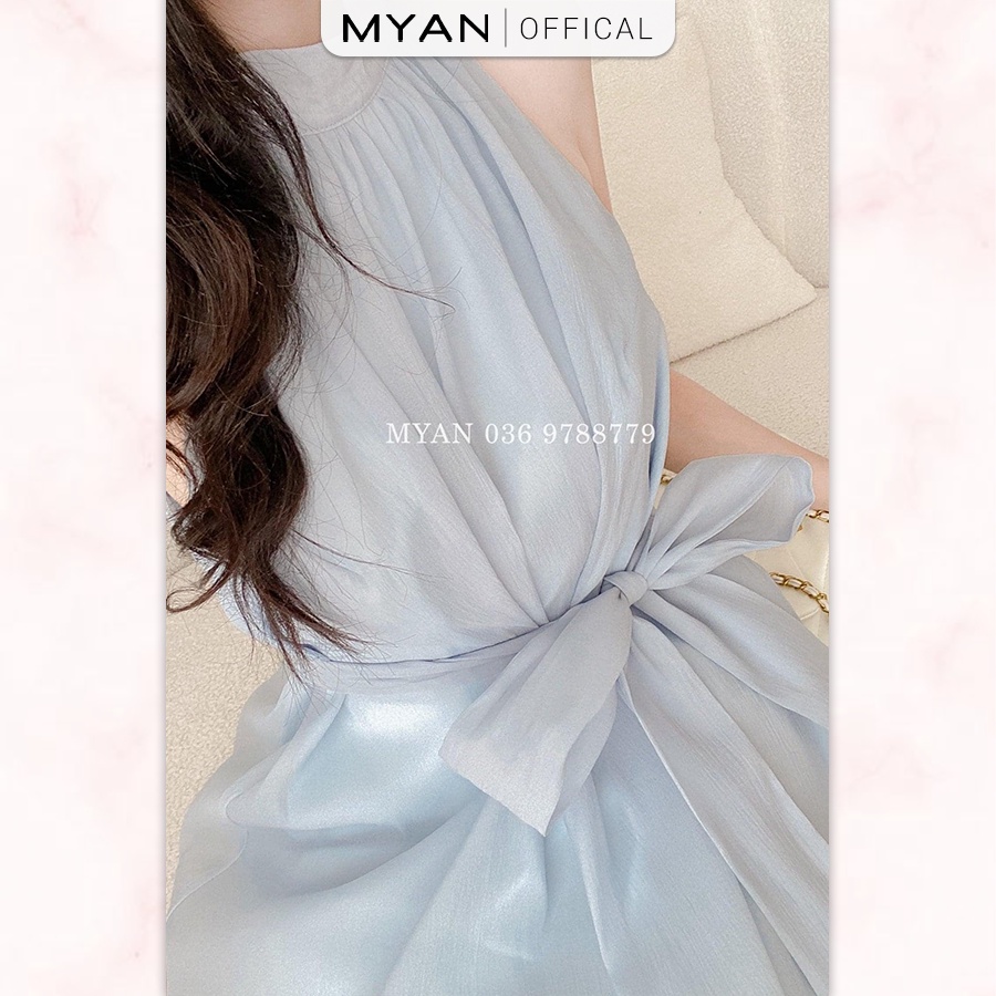 Áo Cổ Yếm MYAN Thiết Kế Sát Nách Kèm Đai Rời Chất Voan Tơ 2 Lớp Màu Pastel Bơ, Xanh Dương, Trắng, Kem, Be Avn042320