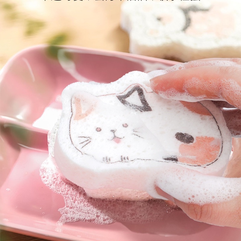 Miếng rửa chén bột gỗ dạng nén họa tiết hình thú---RỬA CHẾN NÉN--K271