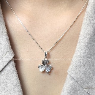 Dây chuyền cỏ 3 lá bạc mặt cong thiết kế độc đáo quà tặng ý nghĩa may mắn tinh tế bảo hành trọn đời