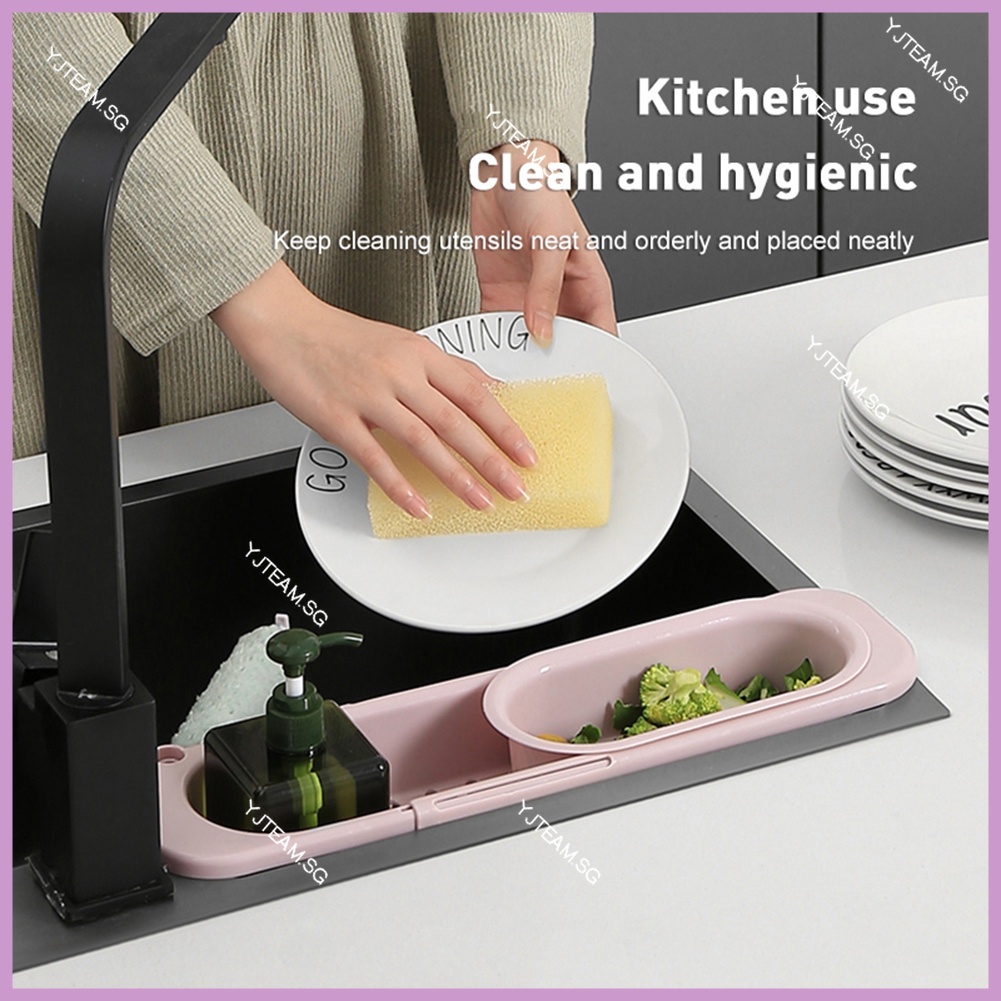 Thể Điều Chỉnh  Kệ Để Đồ Rửa Chén, Giá Để Đồ Rửa Bát Đa Năng Có Móc Treo Khăn Tiện Dụng