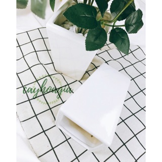 Bình vuông cắm hoa gốm sứ trắng ( không kèm hoa)