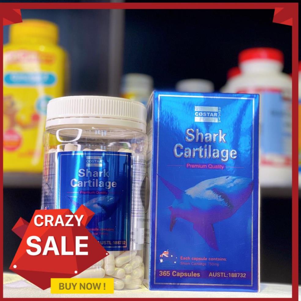 Viên uống sụn vi cá mập shark cartilage 750mg của Úc loại 365 viên, sụn cá mập xanh