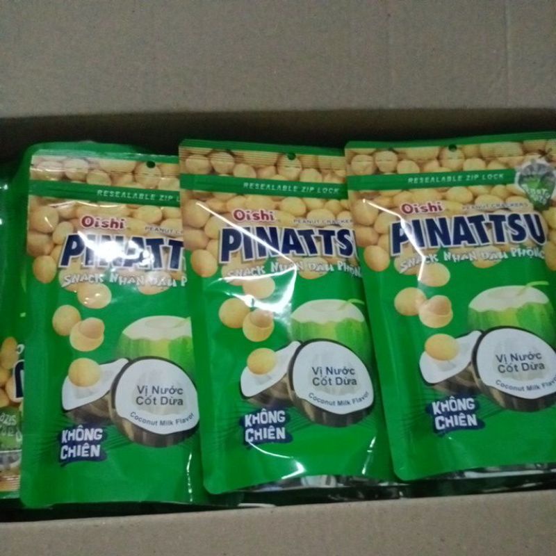 Snack nhân đậu phộng vị nước cốt dừa Pinattsu Oishi gói 85g