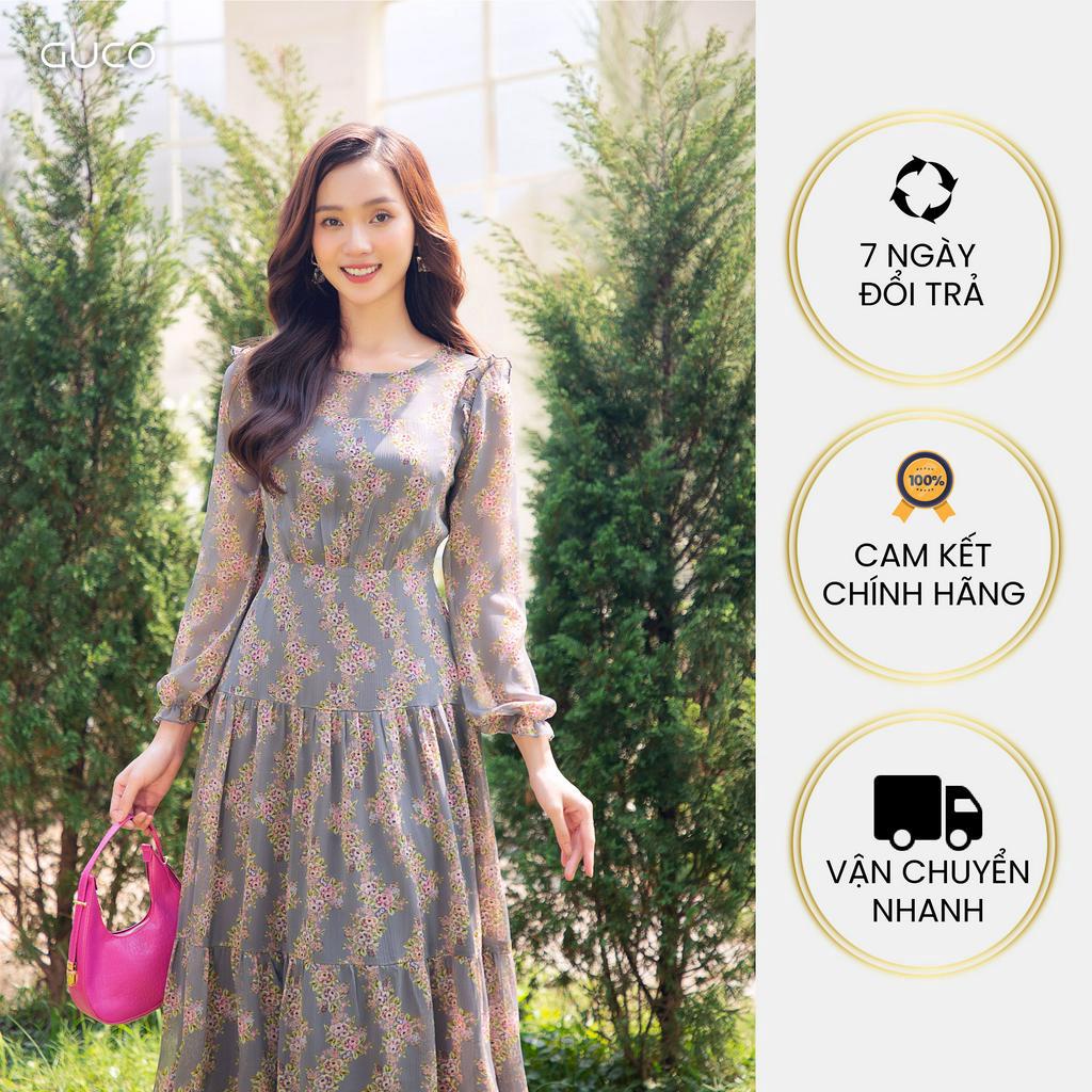 Đầm maxi hoa cổ tròn bèo vai 3975