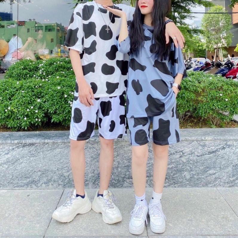 Set quần sooc đùi áo thun cộc tay bò sữa dáng rộng unisex/ Bộ đùi nữ mặc nhà thời trang hàn quốc_ranstore | BigBuy360 - bigbuy360.vn