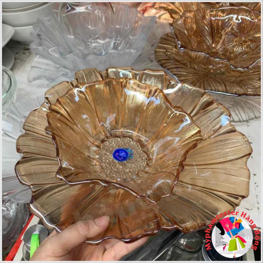 Đĩa thủy tinh pha lê hoa hướng dương (ánh vàng)