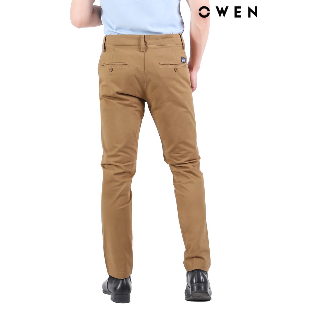 Quần khaki nam OWEN chất Cotton dáng Slimfit màu nâu - QKSL92001-DCA