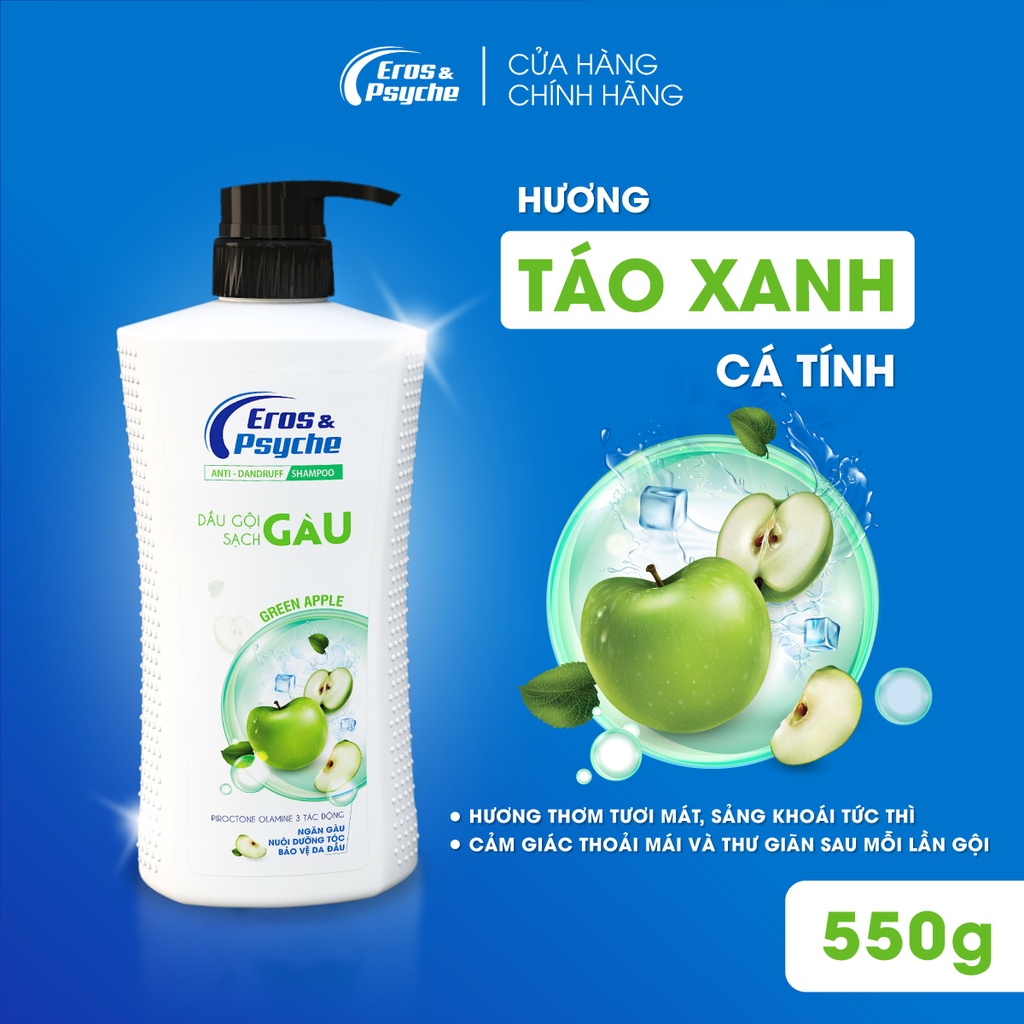 Dầu gội Eros & Psyche SẠCH GÀU THẾ HỆ MỚI hương Táo xanh cá tính 550g
