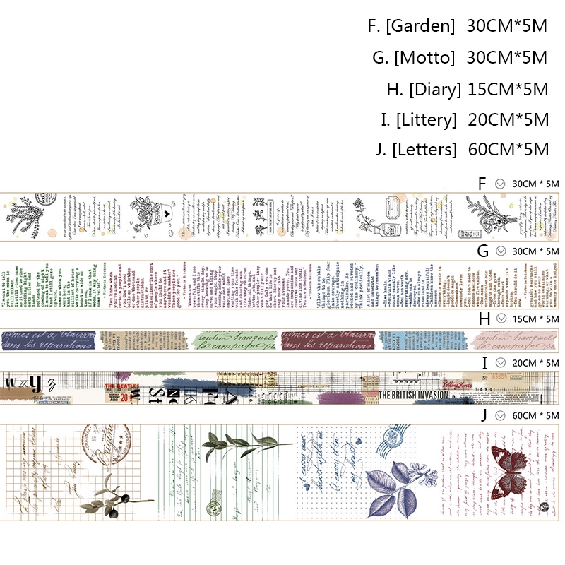 5m Băng Dính Washi Tape In Chữ Tiếng Anh Dùng Trang Trí Scrapbook