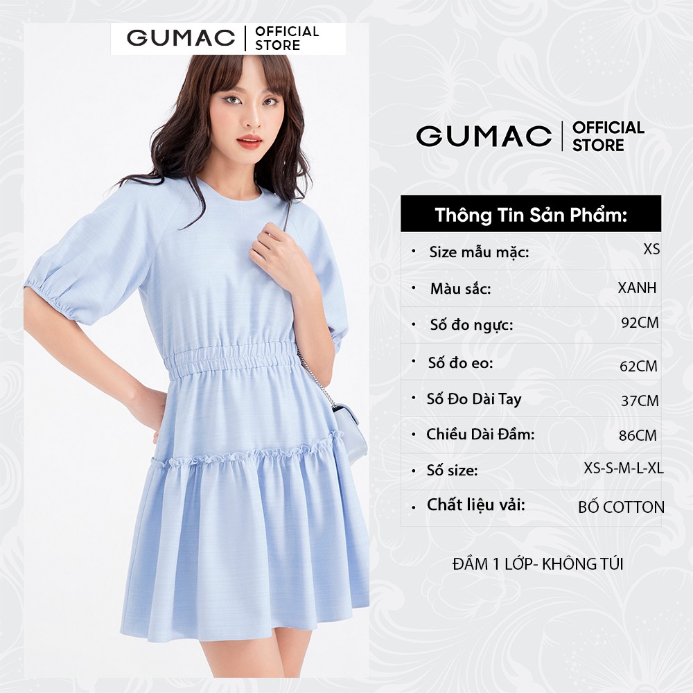 [Mã WABRGU55 giảm 12% đơn 99K] Đầm xòe nữ eo chun nhún tùng GUMAC DB633 | BigBuy360 - bigbuy360.vn