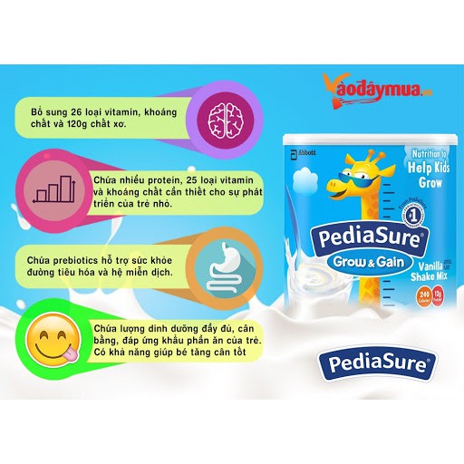 Sữa Pediasure Grow & Gain của Mỹ Vị Vani 400g