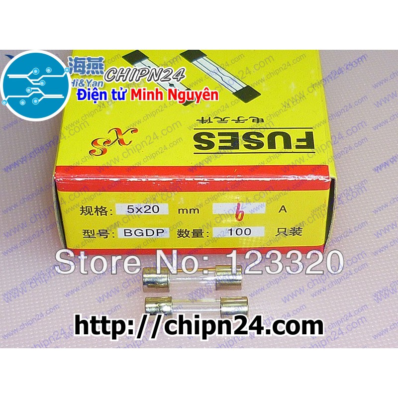 [6 CÁI] Cầu Chì Ống 5x20mm 2A 250V