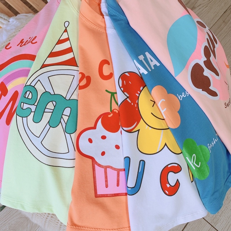 Áo thun cộc tay bé gái siêu đáng yêu