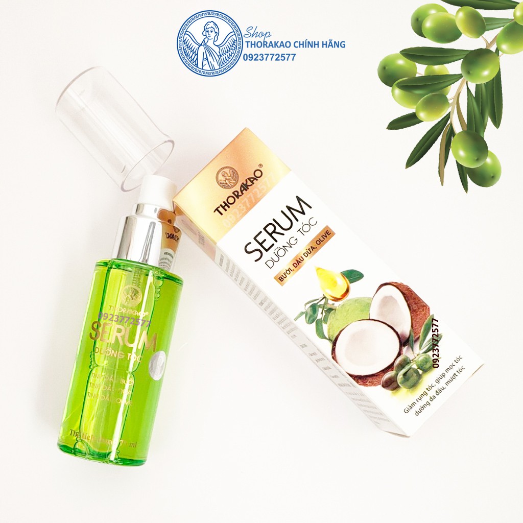 SERUM dưỡng tóc bưởi, dầu dừa, olive Thorakao Giảm rụng tóc, giúp mọc tóc, dưỡng da đầu, mượt tóc