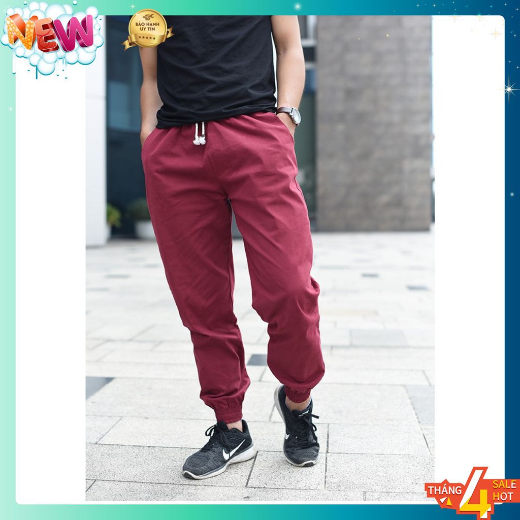 Quần Jogger Kaki Nam Chất Mát Co Giãn 4D [ Màu Đỏ Đô]