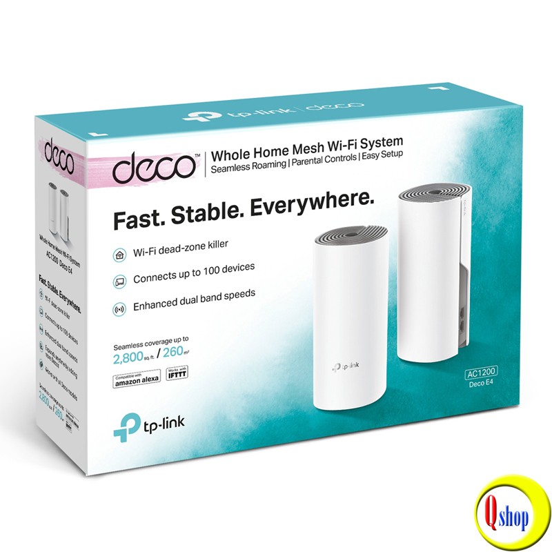 Bộ phát Wifi Mesh băng tần kép TP-Link Deco E4 (2 pack), chính hãng