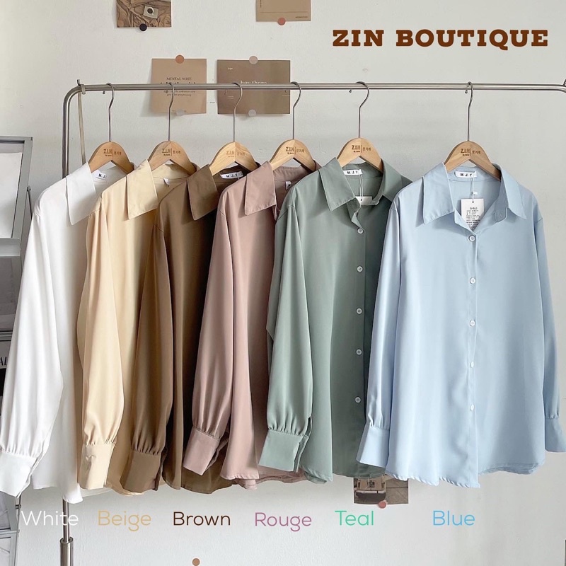 Áo sơ mi chất cát form rộng màu Hàn Quốc